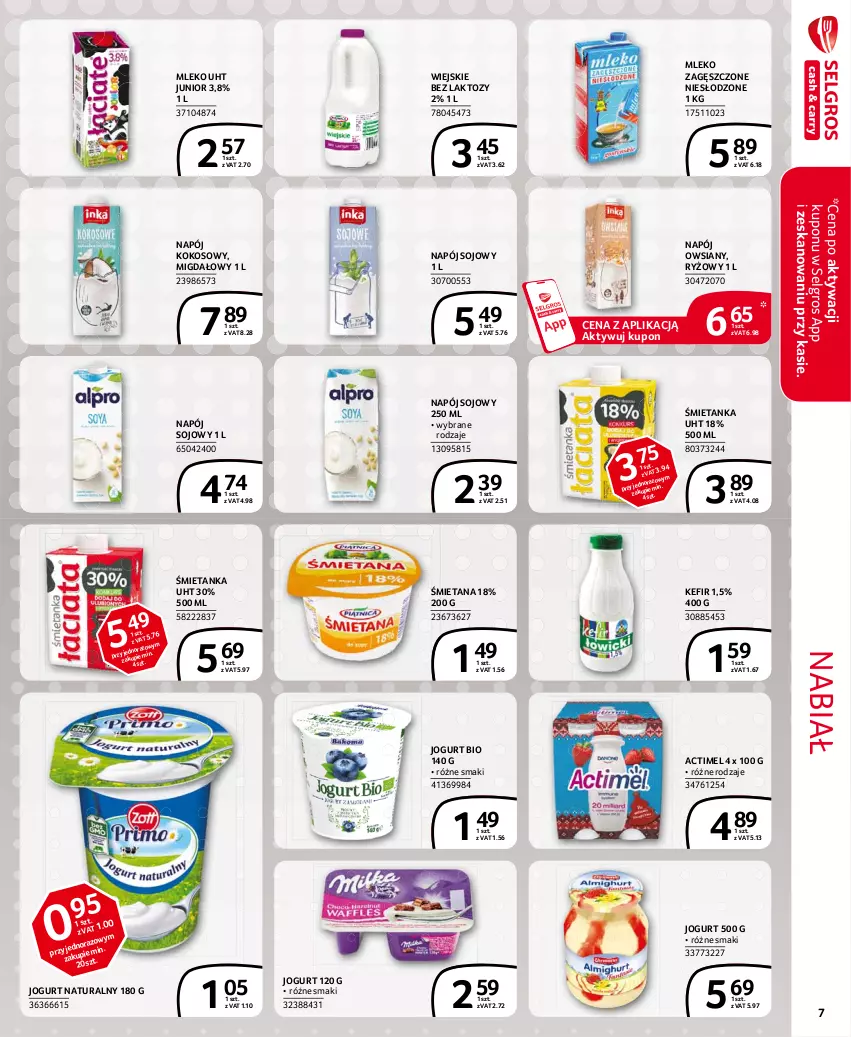 Gazetka promocyjna Selgros - Extra Oferta - ważna 01.06 do 30.06.2021 - strona 7 - produkty: Actimel, Jogurt, Jogurt bio, Jogurt naturalny, Kefir, Kokos, LG, Mleko, Mleko zagęszczone, Napój, Ryż