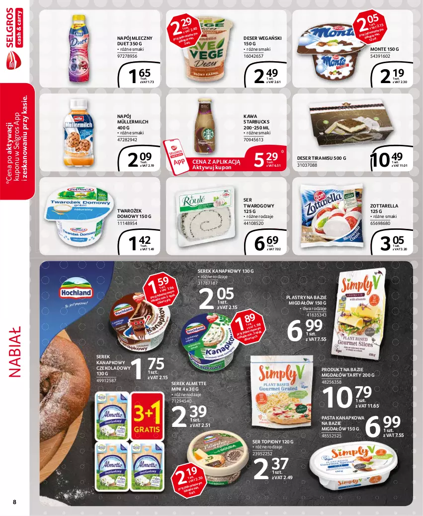 Gazetka promocyjna Selgros - Extra Oferta - ważna 01.06 do 30.06.2021 - strona 8 - produkty: Almette, Deser, Kawa, LG, Monte, Müller, Müllermilch, Napój, Napój mleczny, Ser, Ser topiony, Ser twarogowy, Serek, Serek kanapkowy, Top, Zott, Zottarella