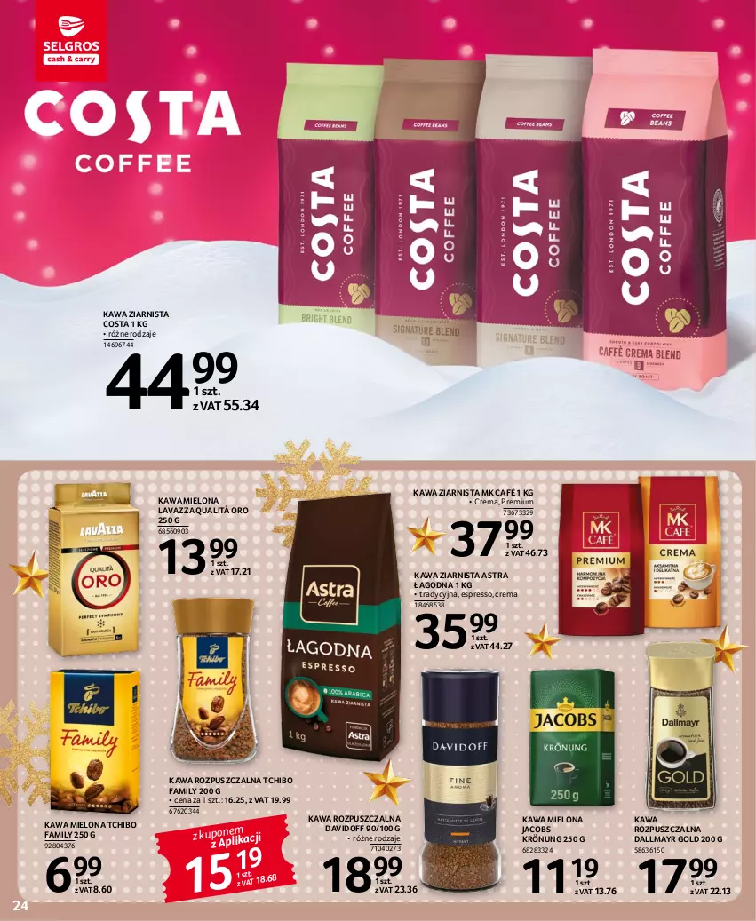 Gazetka promocyjna Selgros - Oferta spożywcza - ważna 15.12 do 26.12.2022 - strona 24 - produkty: Dallmayr, Davidoff, Fa, Jacobs, Jacobs Krönung, Kawa, Kawa mielona, Kawa rozpuszczalna, Kawa ziarnista, Lavazza, Tchibo, Tchibo Family