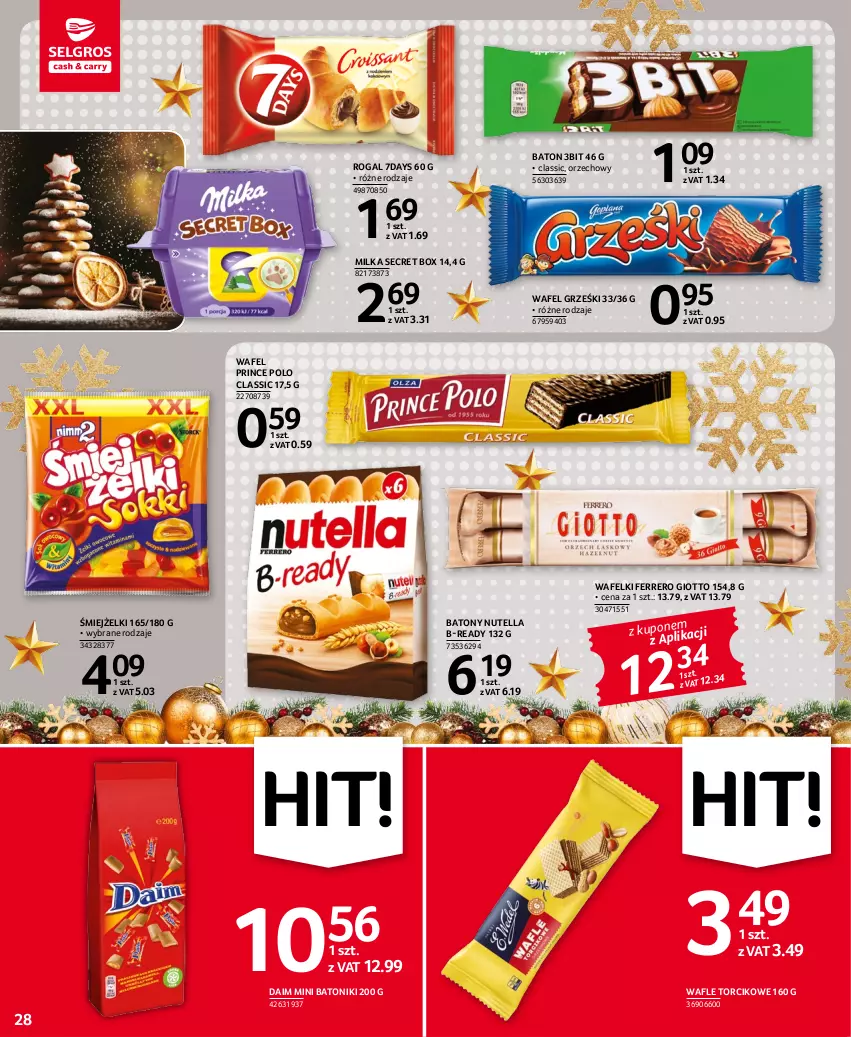 Gazetka promocyjna Selgros - Oferta spożywcza - ważna 15.12 do 26.12.2022 - strona 28 - produkty: Baton, Ferrero, Grześki, Milka, Nutella, Prince Polo, Rogal, Tonik, Wafle