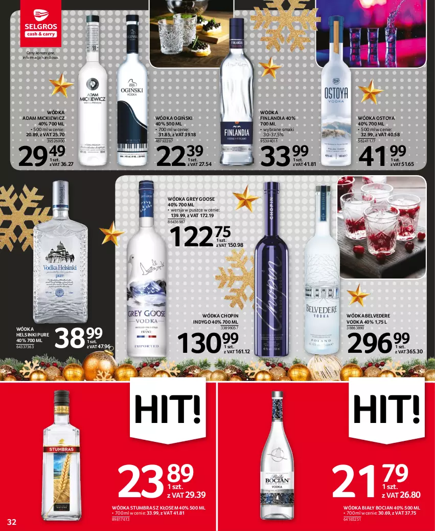 Gazetka promocyjna Selgros - Oferta spożywcza - ważna 15.12 do 26.12.2022 - strona 32 - produkty: Biały Bocian, Finlandia, Ogiński, Pur, Wódka