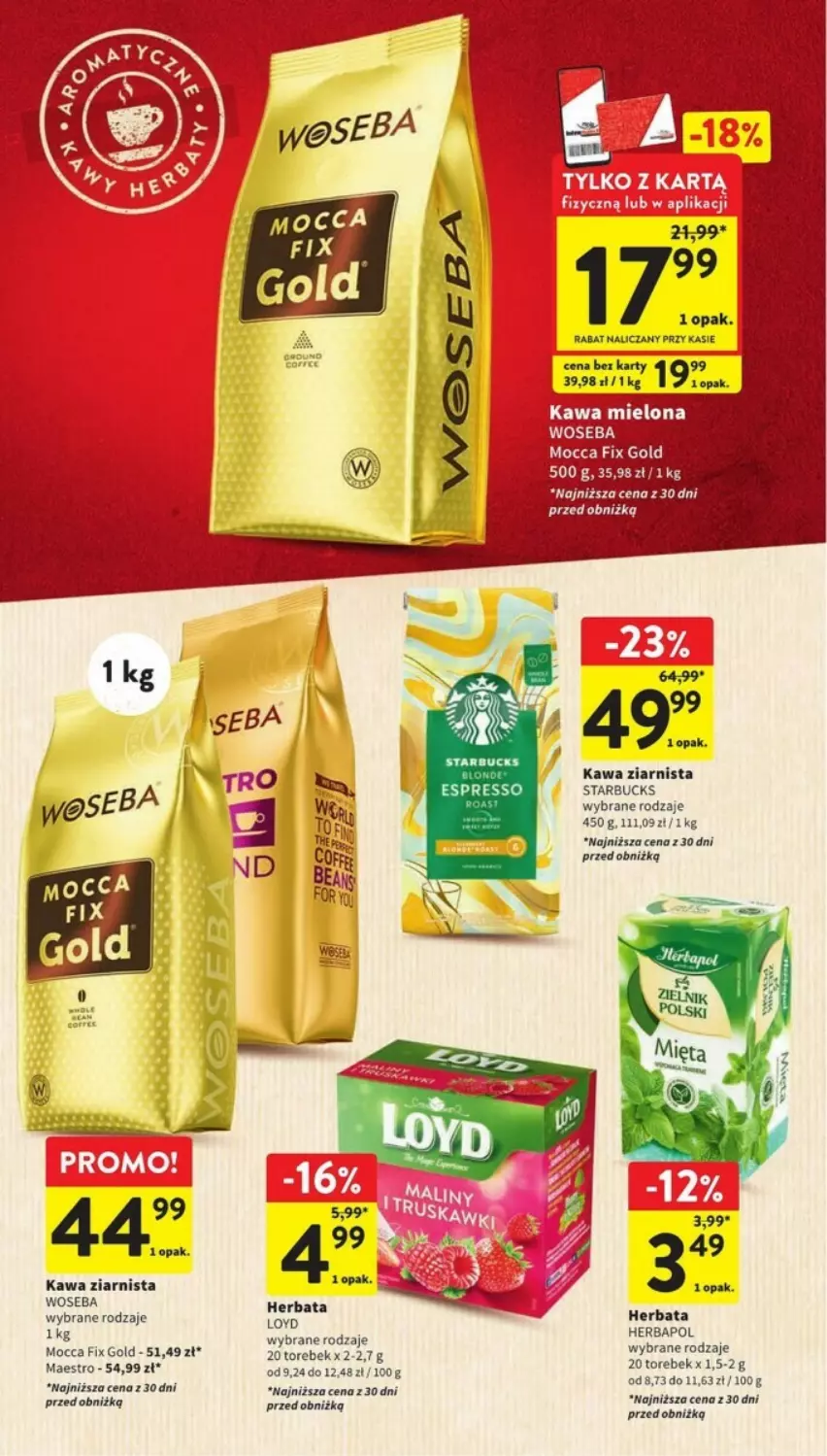 Gazetka promocyjna Intermarche - ważna 25.01 do 31.01.2024 - strona 21 - produkty: Herbata, Kawa, Kawa ziarnista, Mocca Fix Gold, Woseba