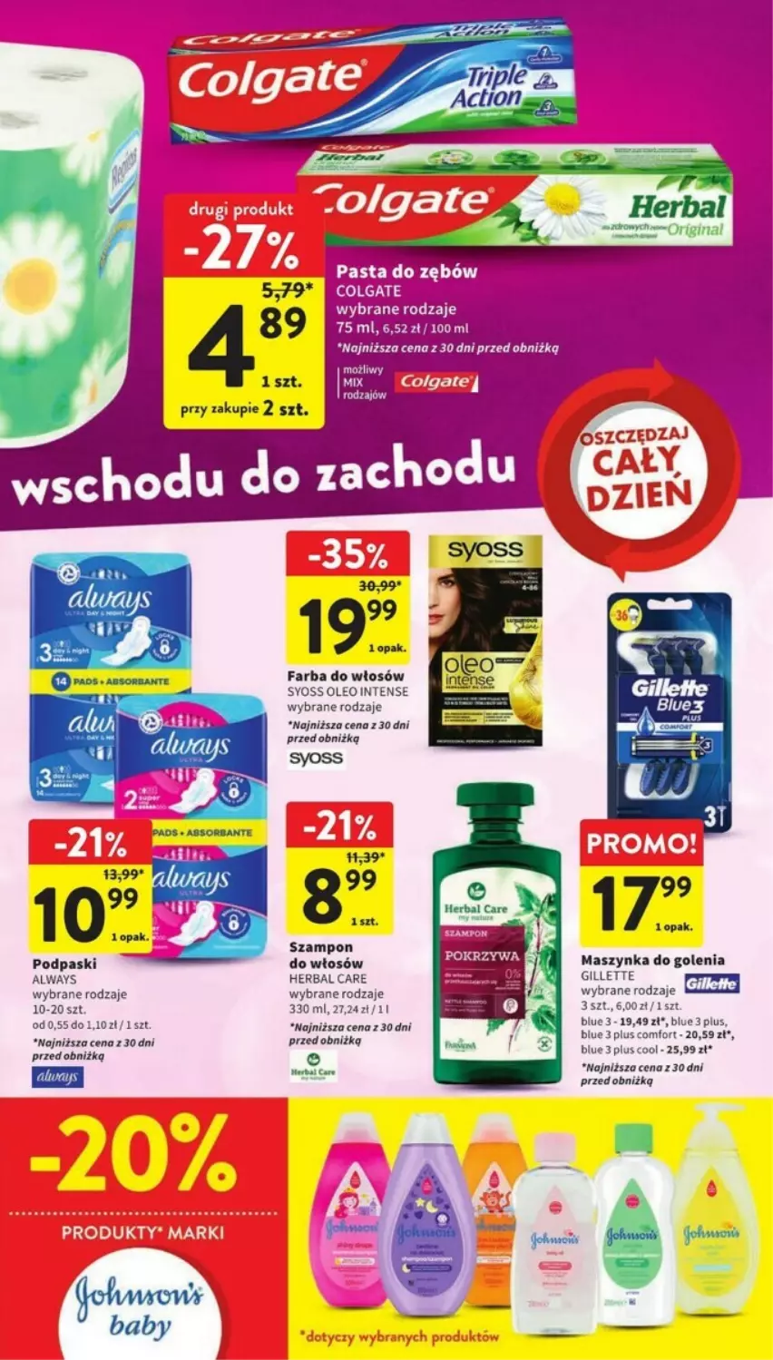 Gazetka promocyjna Intermarche - ważna 25.01 do 31.01.2024 - strona 29 - produkty: Always, Colgate, Fa, Farba do włosów, Gillette, Gin, LG, Maszynka, Maszynka do golenia, Oleo, Podpaski, Syoss, Szampon, Szynka