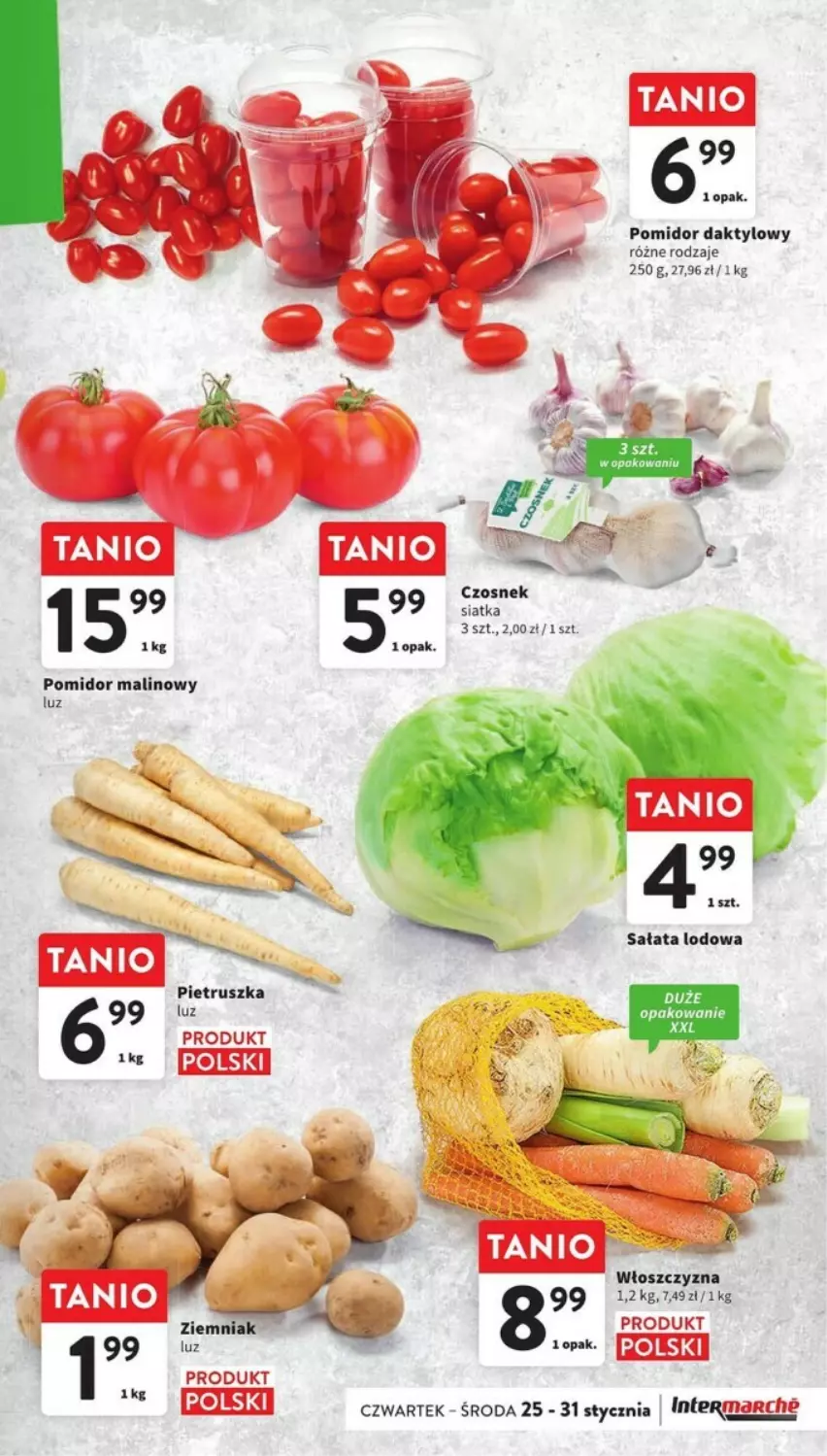 Gazetka promocyjna Intermarche - ważna 25.01 do 31.01.2024 - strona 3 - produkty: Pietruszka, Pomidor malinowy, Sałat, Sałata lodowa, Siatka