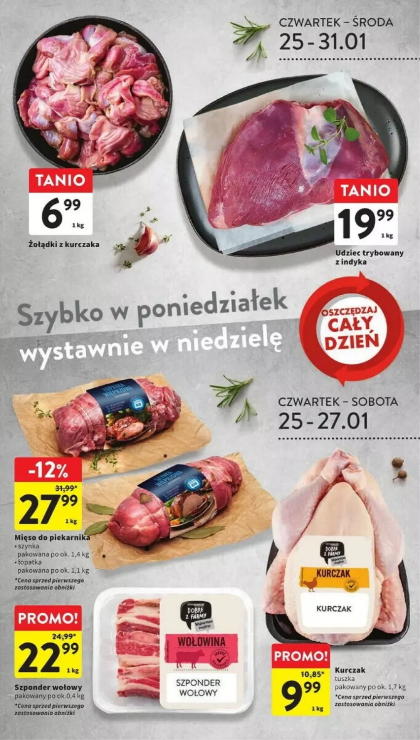 Gazetka promocyjna Intermarche - ważna 25.01 do 31.01.2024 - strona 7 - produkty: Kurczak, Mięso, Szponder wołowy, Szynka, Tusz, Wołowina