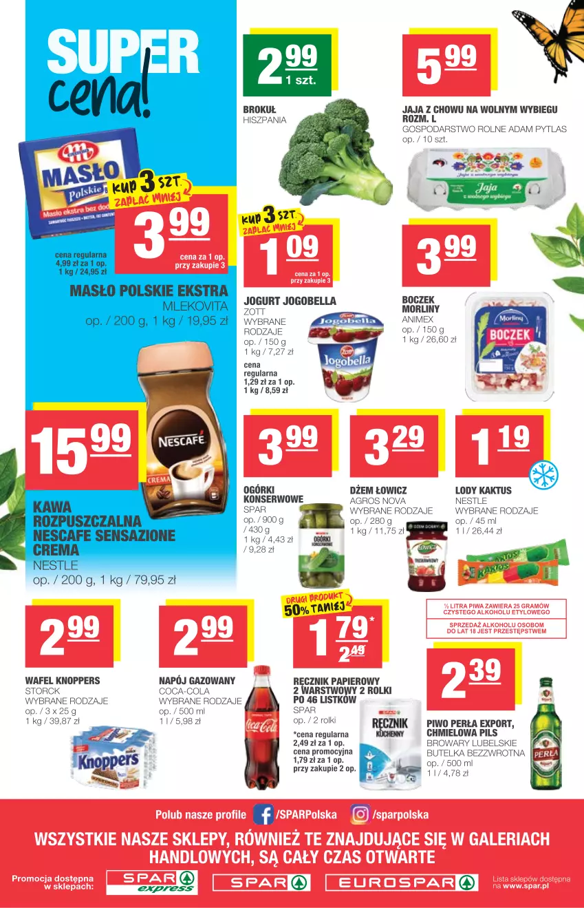 Gazetka promocyjna Spar - Express - ważna 05.05 do 11.05.2021 - strona 2 - produkty: Bell, Bella, Boczek, Coca-Cola, Dżem, Jogobella, Jogurt, Kaktus, Knoppers, LG, Lody, Morliny, Napój, Napój gazowany, Papier, Perła, Piwo, Por, Ręcznik, Rolki, Ser, Zott