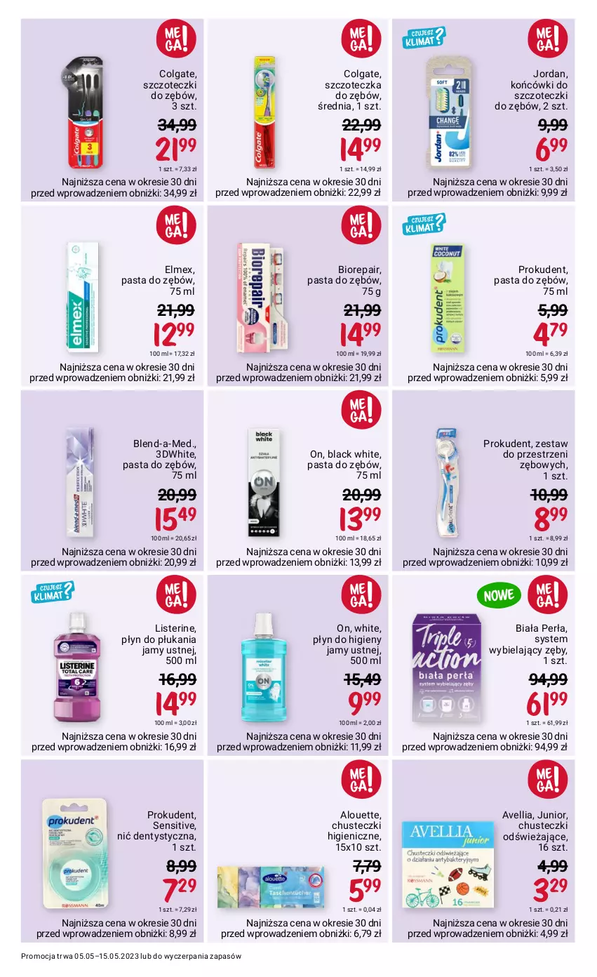 Gazetka promocyjna Rossmann - 5 maja - ważna 05.05 do 15.05.2023 - strona 12 - produkty: Alouette, Biorepair, Blend-a-Med, Chusteczki, Colgate, Elmex, Końcówki do szczoteczk, Lack, LG, Listerine, Nić dentystyczna, Pasta do zębów, Perła, Płyn do płukania, Płyn do płukania jamy ustnej, Prokudent, Szczoteczka, Szczoteczka do zębów