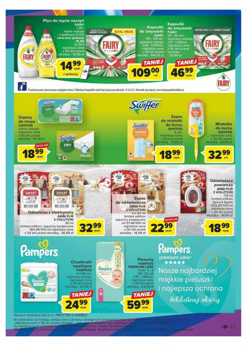 Gazetka promocyjna Carrefour - ważna 24.10 do 04.11.2023 - strona 16 - produkty: Ambi Pur, Chusteczki, Mop, Odświeżacz powietrza, Pampers, Pieluchy, Pur