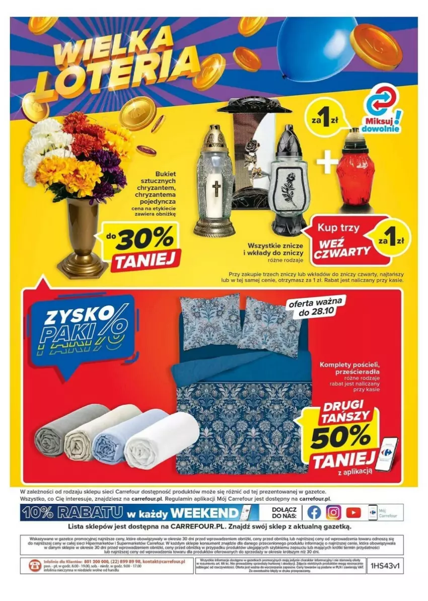 Gazetka promocyjna Carrefour - ważna 24.10 do 04.11.2023 - strona 35 - produkty: Bukiet, Chryzantema, Fa, HP, LG, Pościel, Taca, Znicz