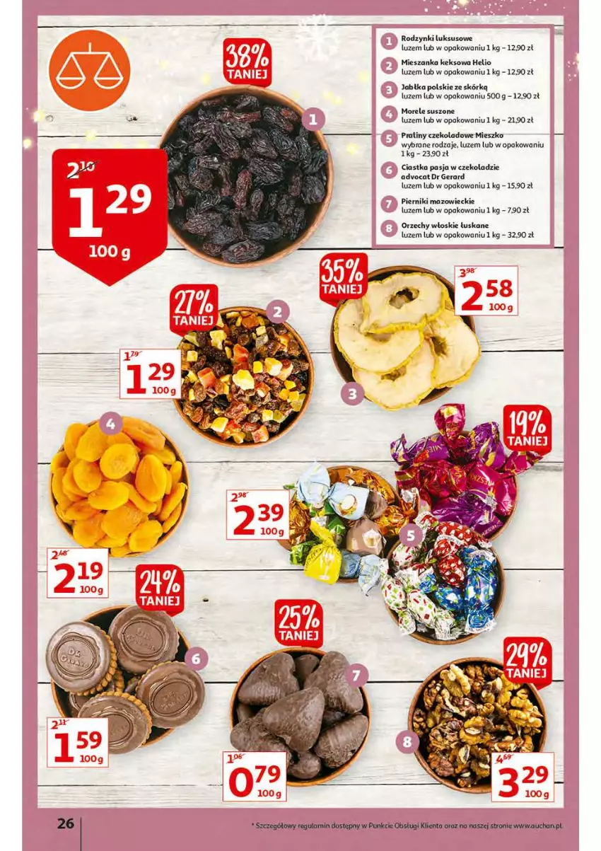 Gazetka promocyjna Auchan - Magia stołu wigilijnego Hipermarkety - ważna 16.12 do 24.12.2021 - strona 26 - produkty: Ciastka, Dr Gerard, Helio, Jabłka, Orzechy włoskie, Piernik, Rodzynki