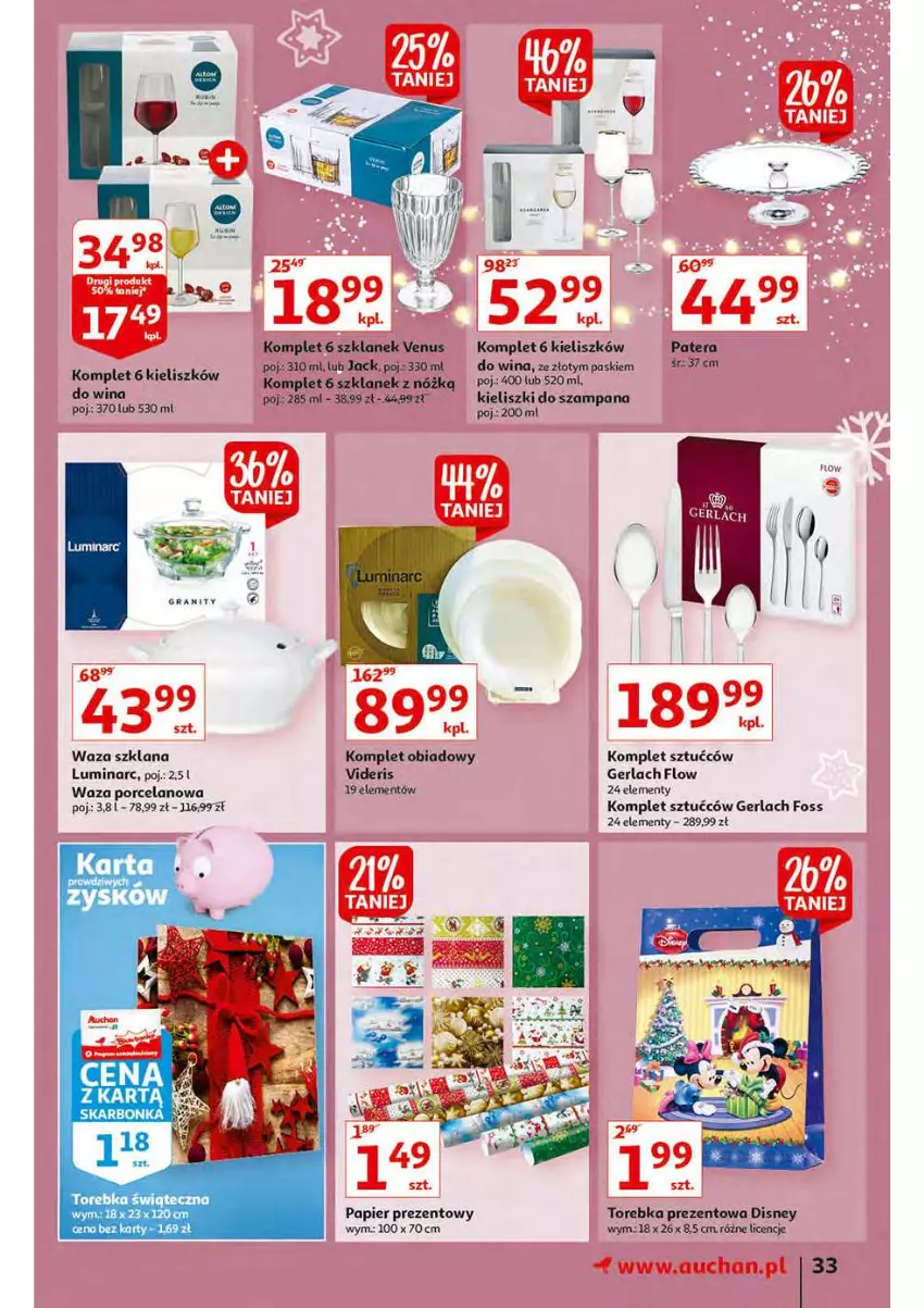 Gazetka promocyjna Auchan - Magia stołu wigilijnego Hipermarkety - ważna 16.12 do 24.12.2021 - strona 33 - produkty: Disney, Komplet obiadowy, LANA, Papier, Por, Tera, Torebka, Venus