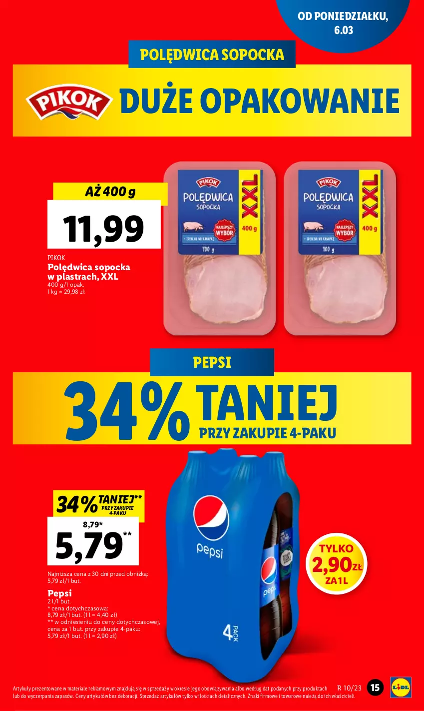 Gazetka promocyjna Lidl - GAZETKA - ważna 06.03 do 08.03.2023 - strona 15 - produkty: Pepsi, PIKOK, Polędwica