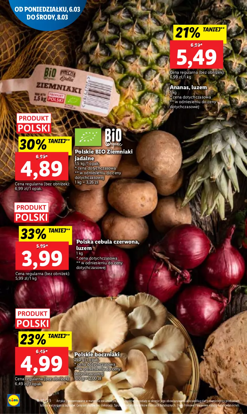 Gazetka promocyjna Lidl - GAZETKA - ważna 06.03 do 08.03.2023 - strona 24 - produkty: Ananas, Boczniak, Cebula, Cebula czerwona, Ziemniaki