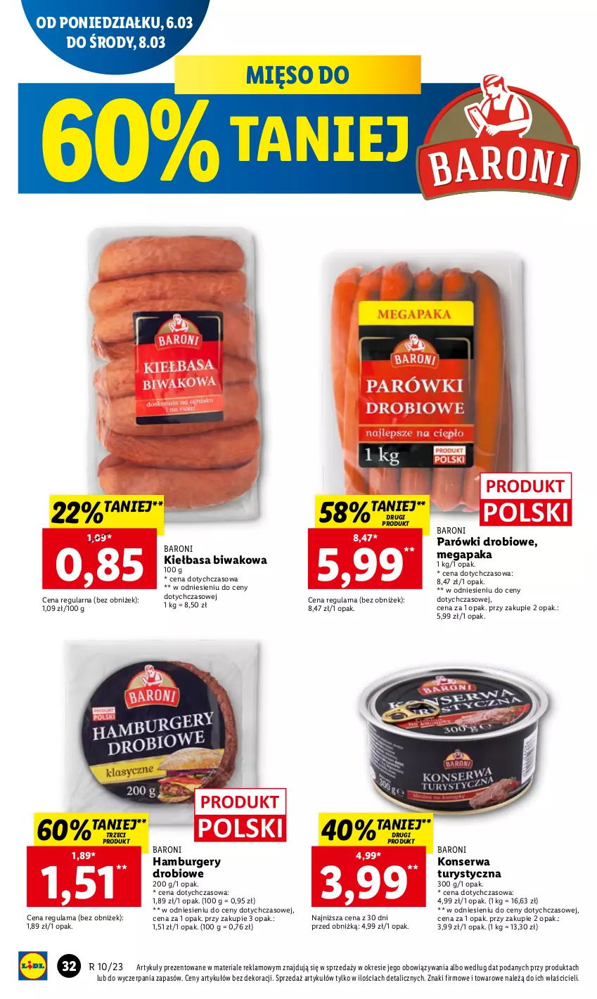 Gazetka promocyjna Lidl - GAZETKA - ważna 06.03 do 08.03.2023 - strona 36 - produkty: Burger, Hamburger, Kiełbasa, Konserwa turystyczna, Mięso, Parówki, Ser