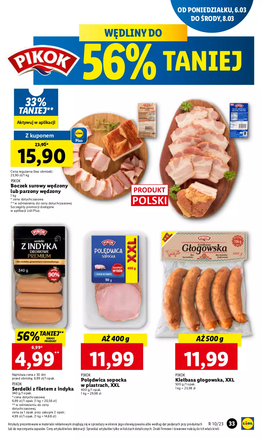 Gazetka promocyjna Lidl - GAZETKA - ważna 06.03 do 08.03.2023 - strona 37 - produkty: Boczek, Kiełbasa, Kiełbasa głogowska, PIKOK, Polędwica, Ser, Serdelki