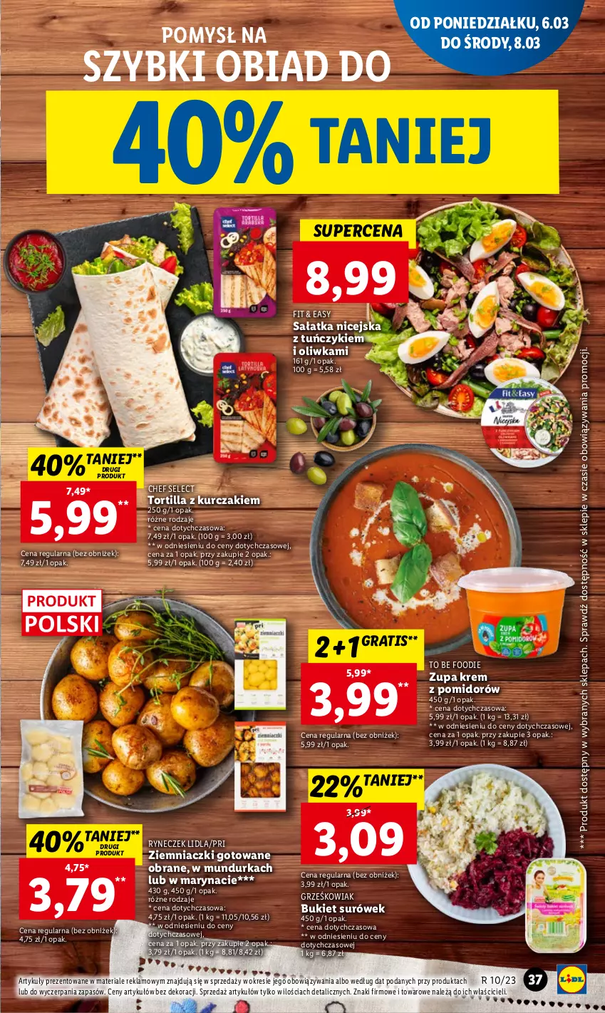 Gazetka promocyjna Lidl - GAZETKA - ważna 06.03 do 08.03.2023 - strona 41 - produkty: Bukiet, Gra, Kurczak, Sałat, Sałatka, Tortilla, Tuńczyk, Zupa