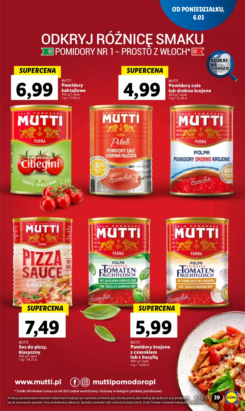 Gazetka promocyjna Lidl - GAZETKA - ważna 06.03 do 08.03.2023 - strona 43 - produkty: Bazyl, Pomidory, Pomidory krojone, Sos, Sos do pizzy