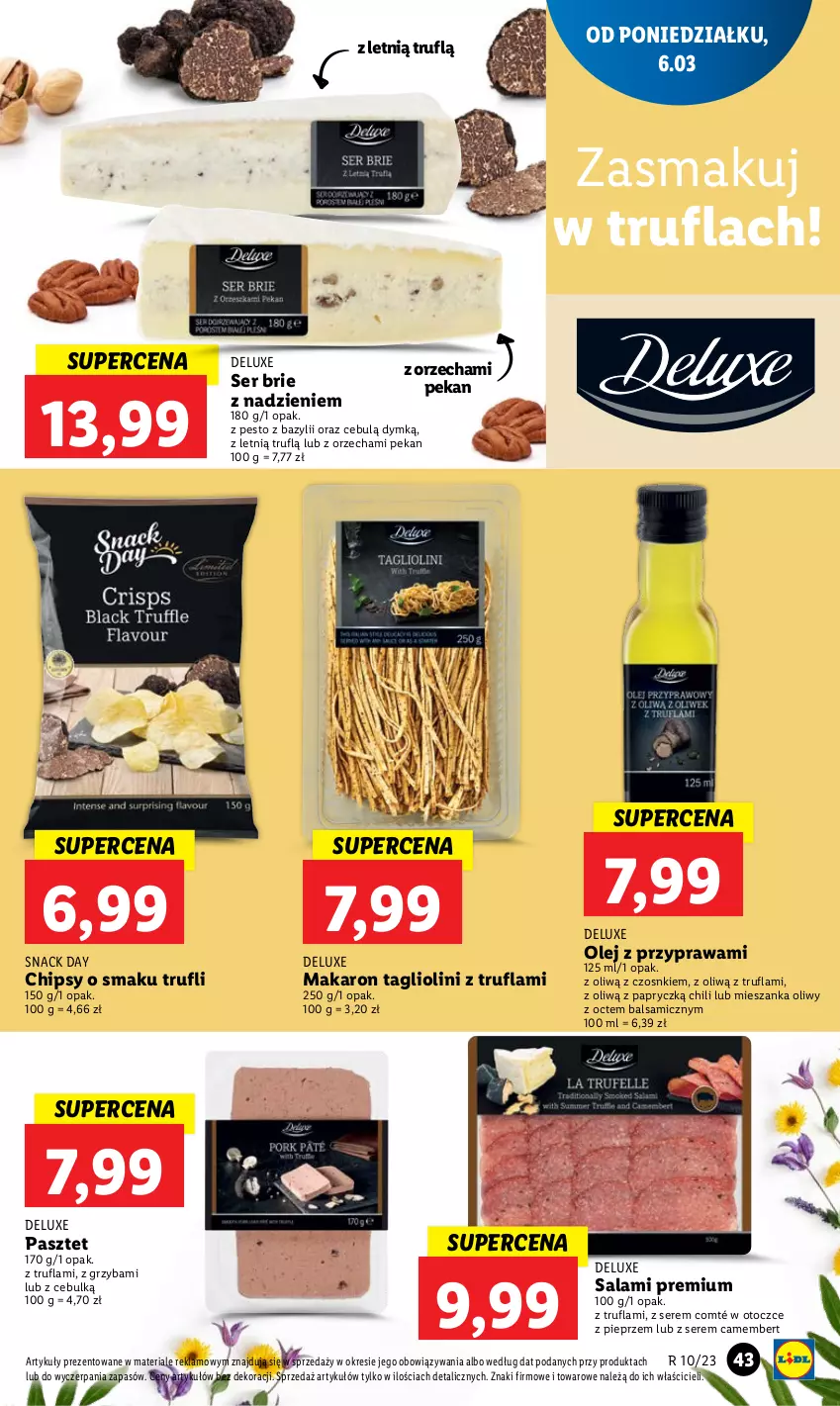 Gazetka promocyjna Lidl - GAZETKA - ważna 06.03 do 08.03.2023 - strona 47 - produkty: Bazyl, Brie, Camembert, Chipsy, Makaron, Olej, Pasztet, Pesto, Pieprz, Salami, Ser