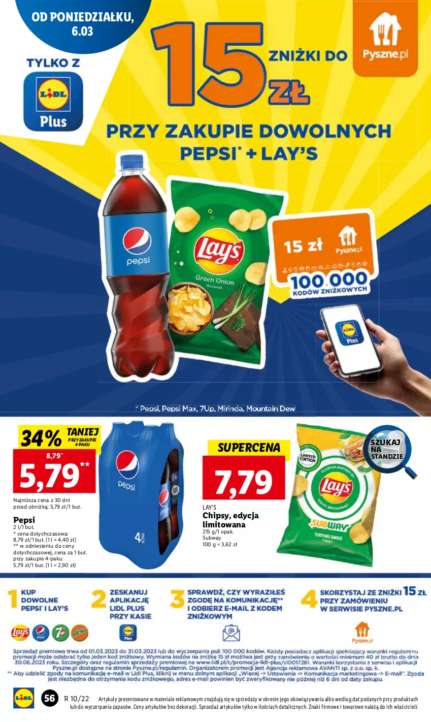 Gazetka promocyjna Lidl - GAZETKA - ważna 06.03 do 08.03.2023 - strona 62 - produkty: Chipsy, Lay’s, Pepsi