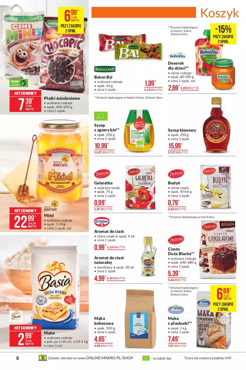 Gazetka promocyjna Makro - [Oferta promocyjna] Artykuły spożywcze - ważna 06.04 do 19.04.2021 - strona 8 - produkty: Ba!, Baton, Budyń, Danio, Deser, Dzieci, Gala, Galaretka, Kokos, Kosz, Mąka, Miód, Ser, Serek, Syrop