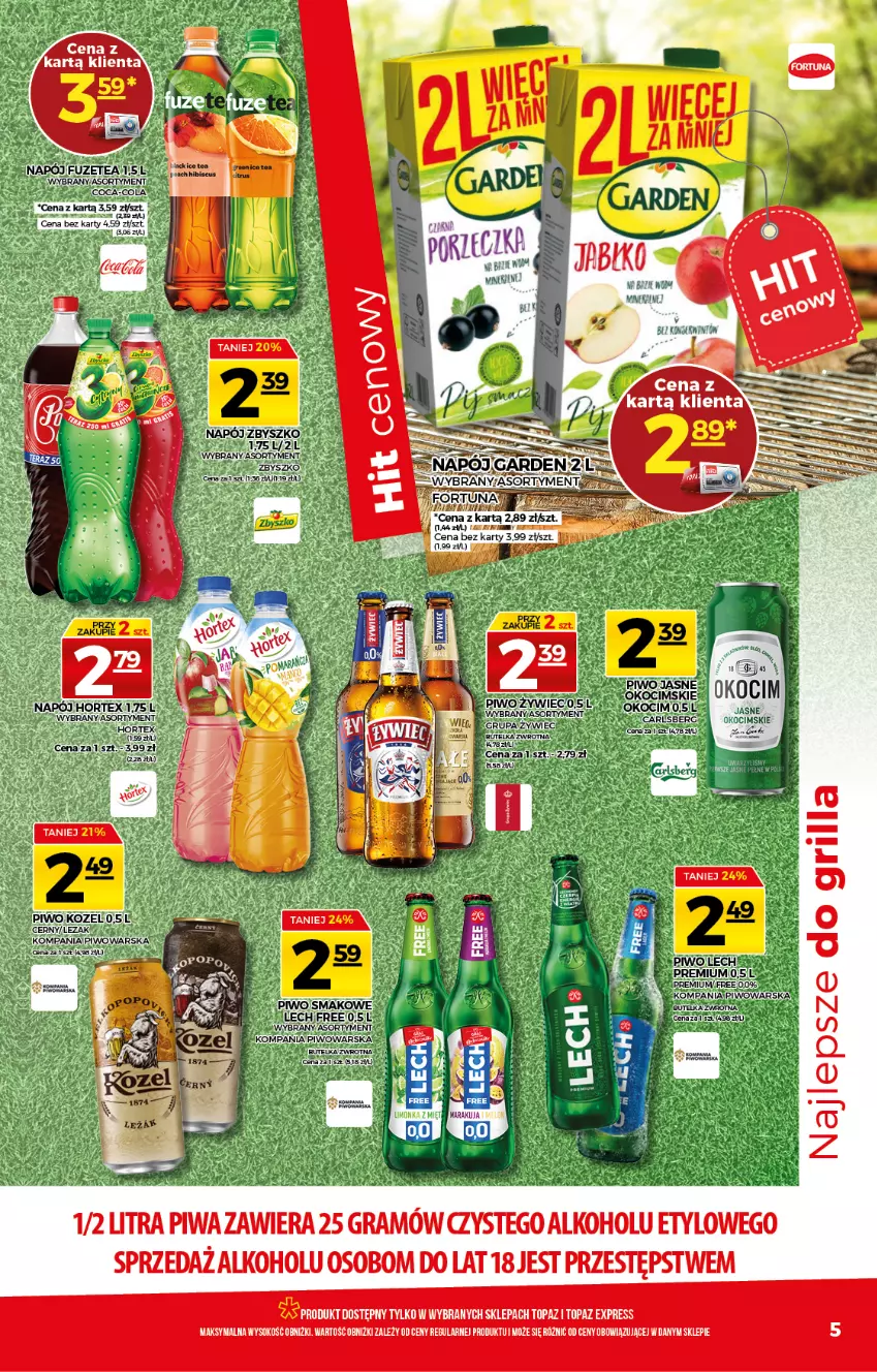 Gazetka promocyjna Topaz - Gazetka - ważna 03.06 do 09.06.2021 - strona 5 - produkty: Coca-Cola, Gra, Grill, Koc, Okocim, Piwa, Por, Sok, Top