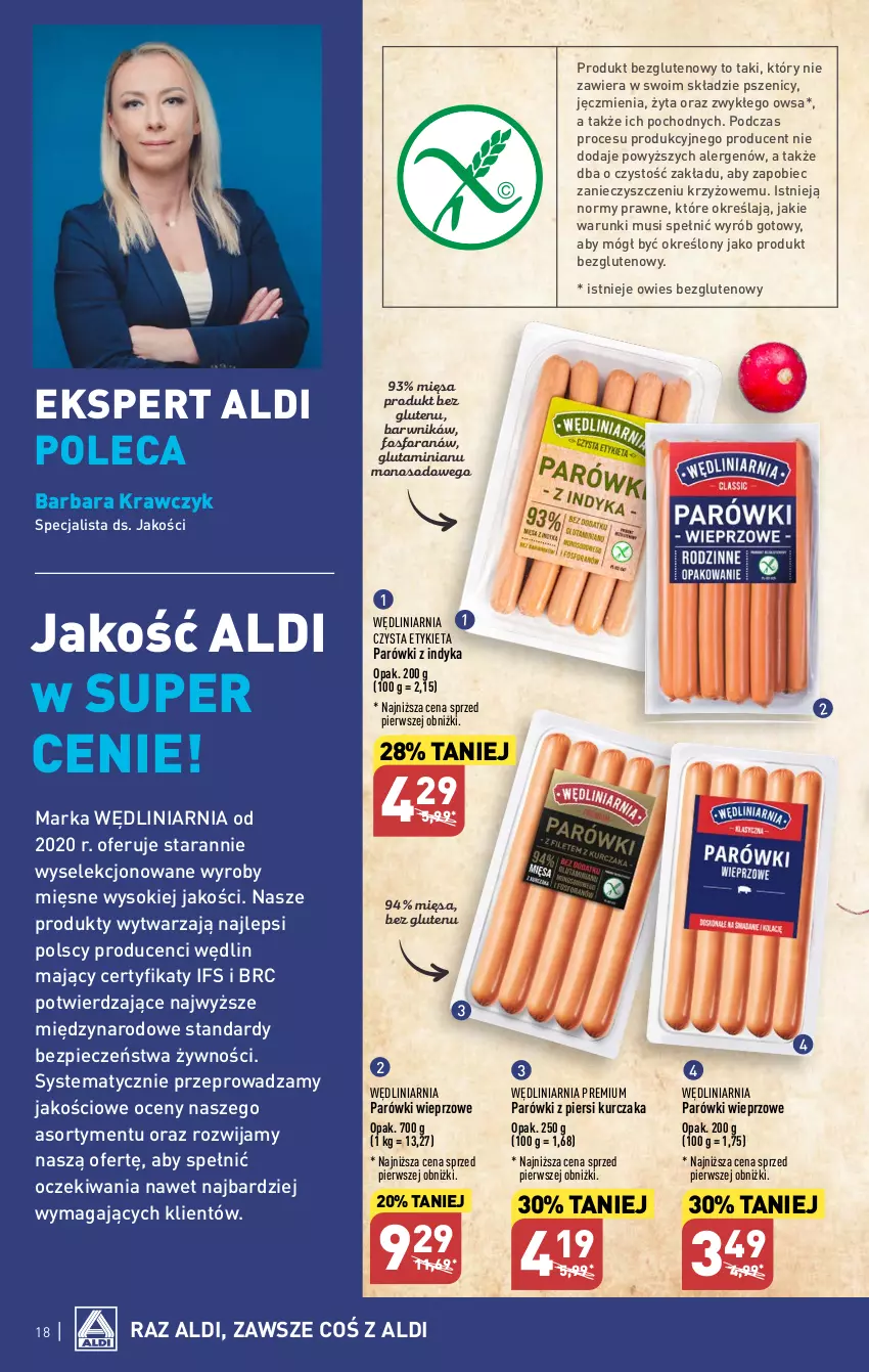 Gazetka promocyjna Aldi - Pełna oferta - ważna 28.08 do 02.09.2023 - strona 18 - produkty: Kurczak, Mus, Parówki, Parówki z indyka, Parówki z piersi kurczaka, Piec, Sok