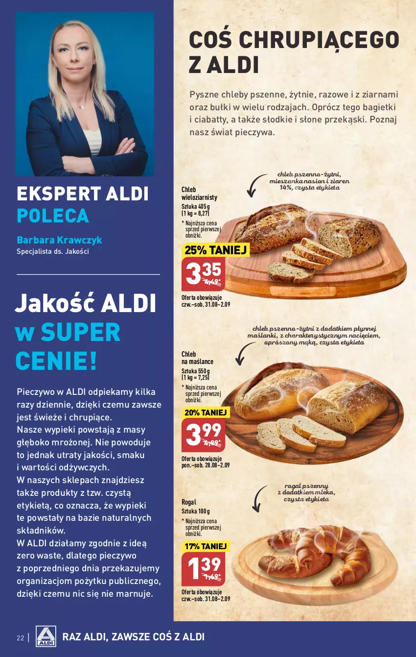 Gazetka promocyjna Aldi - Pełna oferta - ważna 28.08 do 02.09.2023 - strona 22 - produkty: Chleb, Chleb wieloziarnisty, Lanki, O Bag, Piec, Pieczywo, Rogal