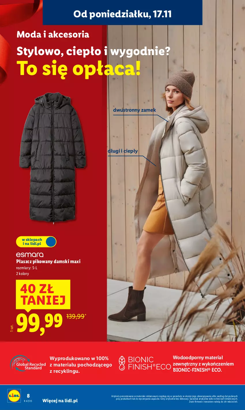 Gazetka promocyjna Lidl - GAZETKA - ważna 17.11 do 22.11.2025 - strona 12 - produkty: Control, Finish, Moda, Płaszcz, Por