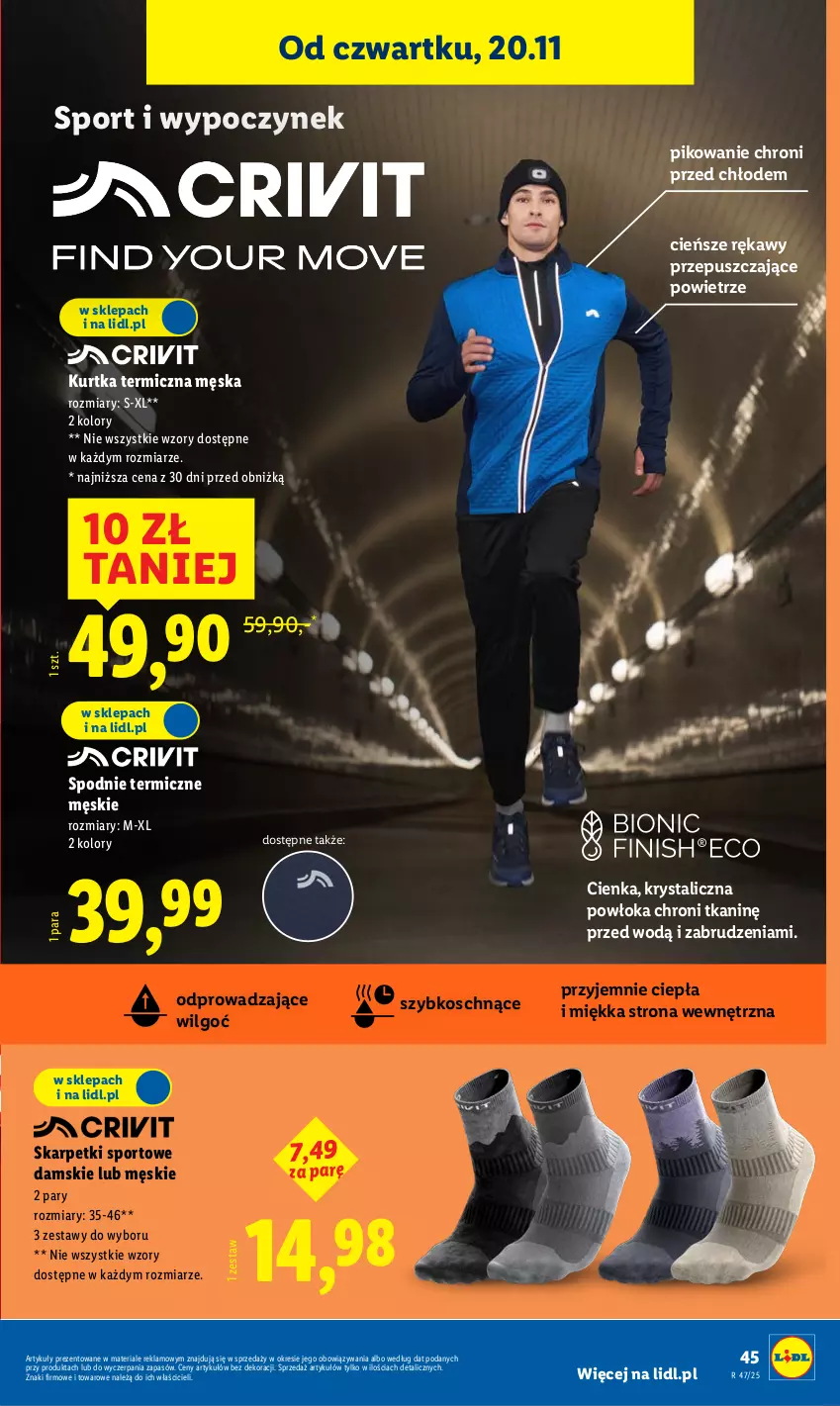Gazetka promocyjna Lidl - GAZETKA - ważna 17.11 do 22.11.2025 - strona 51 - produkty: Cień, Karp, Kurtka, LG, Por, Skarpetki, Spodnie, Sport
