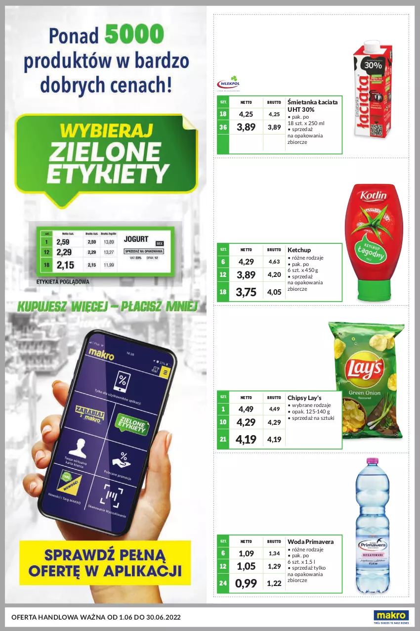 Gazetka promocyjna Makro - [Oferta specjalna] Kupuj więcej płać mniej - ważna 01.06 do 30.06.2022 - strona 1 - produkty: Chipsy, Ketchup, Lay’s, Prima, Primavera, Woda