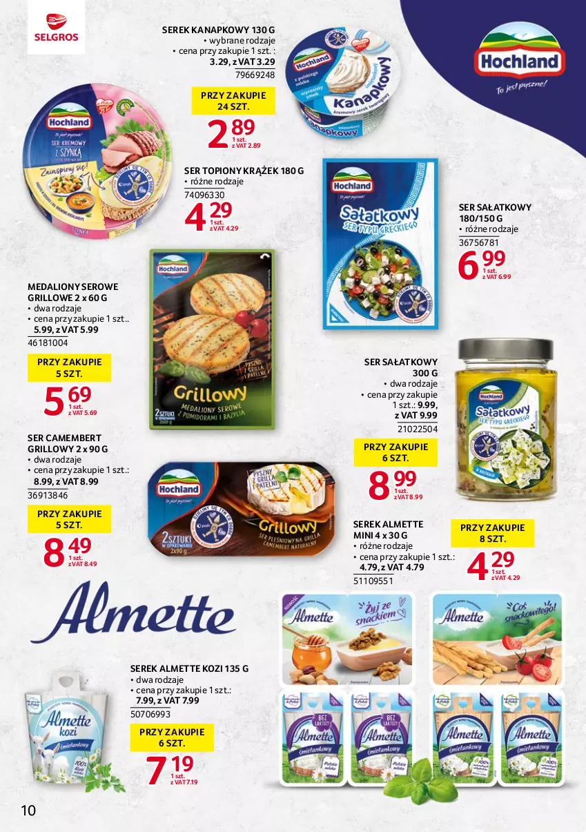 Gazetka promocyjna Selgros - Katalog Markowe Produkty - ważna 18.05 do 01.06.2023 - strona 10 - produkty: Almette, Camembert, Grill, Lion, Sałat, Ser, Ser topiony, Serek, Serek kanapkowy, Top