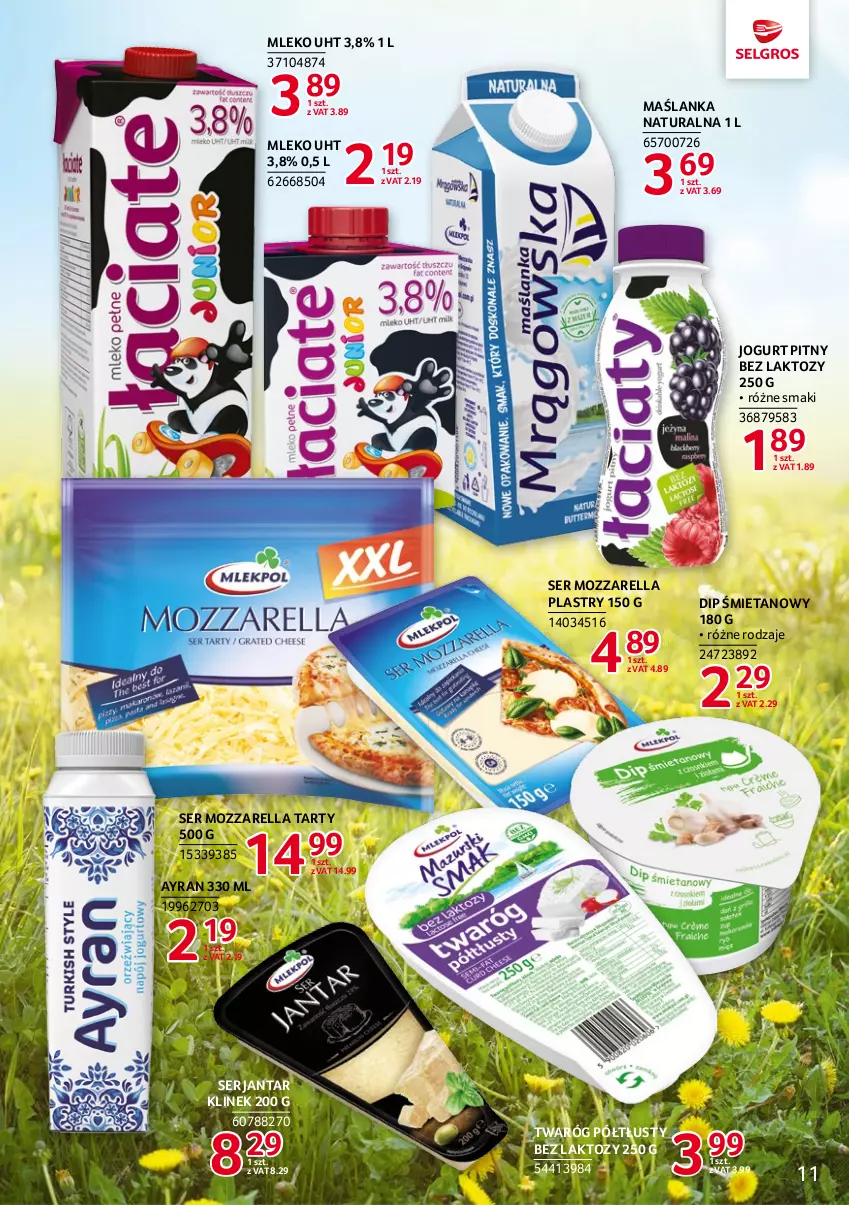 Gazetka promocyjna Selgros - Katalog Markowe Produkty - ważna 18.05 do 01.06.2023 - strona 11 - produkty: Jogurt, Jogurt pitny, Maślanka, Mleko, Mozzarella, Ser, Twaróg, Twaróg półtłusty