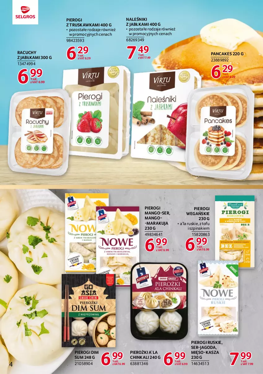 Gazetka promocyjna Selgros - Katalog Markowe Produkty - ważna 18.05 do 01.06.2023 - strona 4 - produkty: Inka, Jabłka, Kasza, Mango, Mięso, Naleśniki, Pierogi, Ser, Szpinak, Tofu