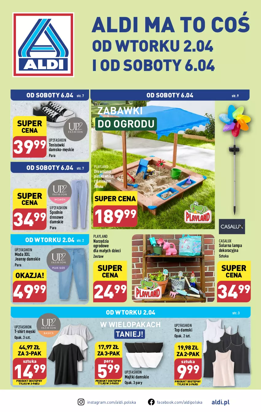 Gazetka promocyjna Aldi - Artykuły przemysłowe i tekstylia - ważna 02.04 do 06.04.2024 - strona 1 - produkty: Dres, Dzieci, Fa, Gra, Lampa, Majtki, Moda, Spodnie, T-shirt, Tenisówki, Top