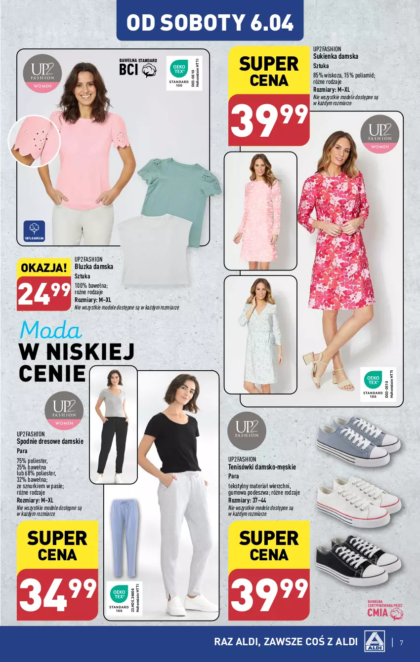 Gazetka promocyjna Aldi - Artykuły przemysłowe i tekstylia - ważna 02.04 do 06.04.2024 - strona 7 - produkty: Dres, Fa, Moda, Spodnie, Spodnie dresowe, Sukienka, Tenisówki, Wełna