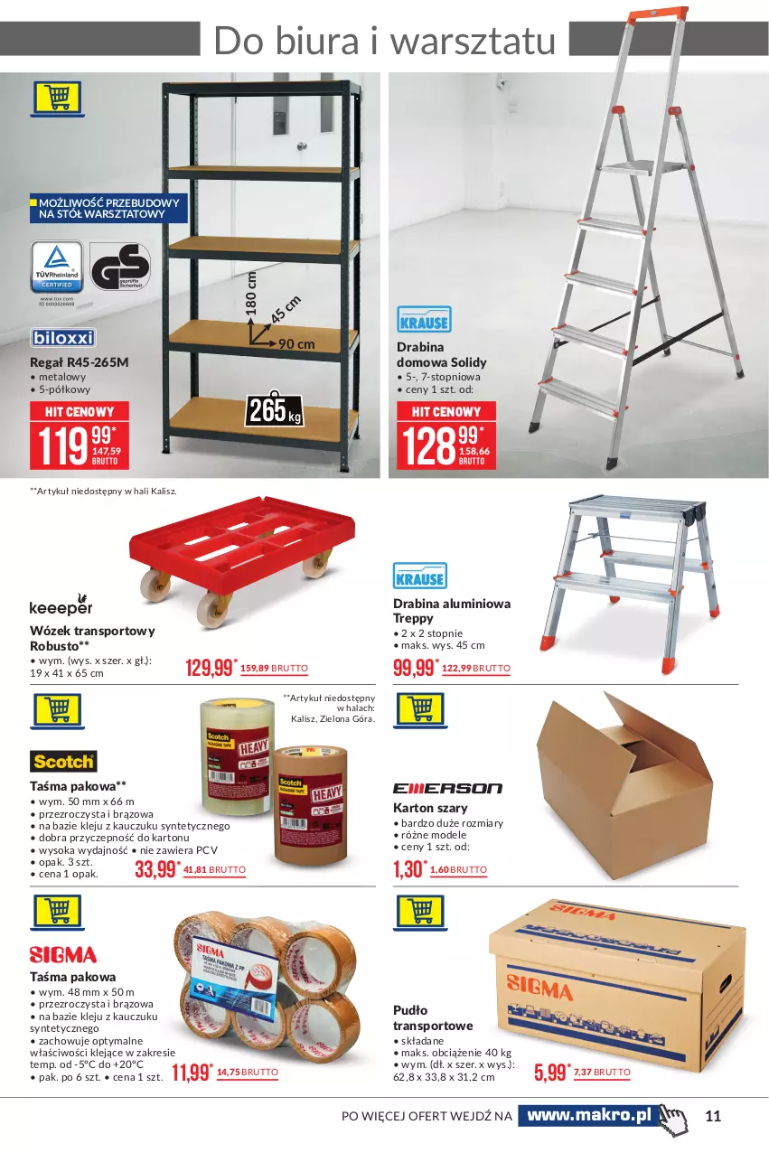 Gazetka promocyjna Makro - [Oferta promocyjna] Artykuły przemysłowe - ważna 29.06 do 12.07.2021 - strona 11 - produkty: Drabina, Klej, Por, Regał, Sok, Sport, Stół, Stół warsztatowy, Taśma pakowa, Top, Tran, Wózek, Wózek transportowy