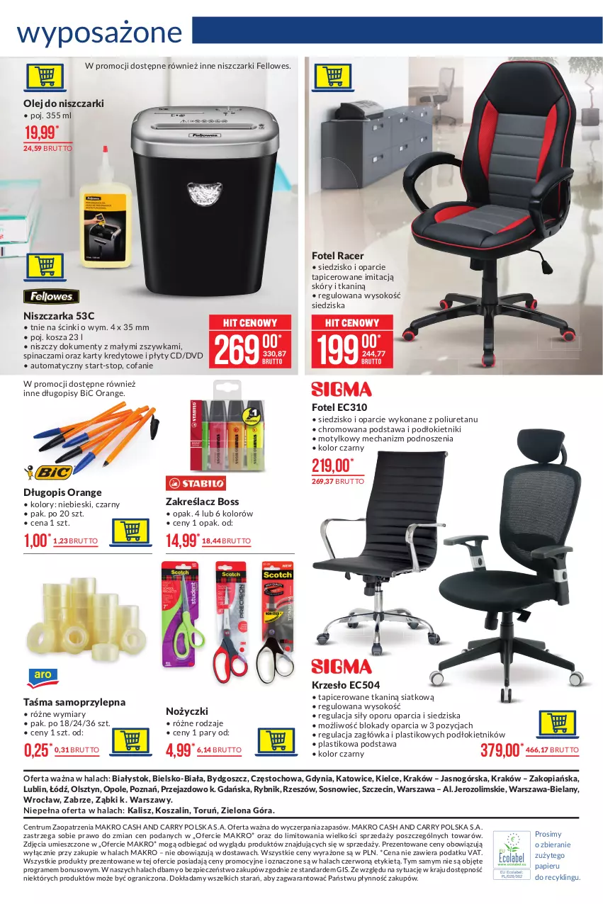 Gazetka promocyjna Makro - [Oferta promocyjna] Artykuły przemysłowe - ważna 29.06 do 12.07.2021 - strona 13 - produkty: Acer, BIC, Długopis, Fa, Fotel, Gra, Kosz, Krzesło, Mop, Niszczarka, Noż, Nożyczki, Olej, Papier, Piec, Por, Rum, Siedzisko, Sok, Sos, Szal, Top