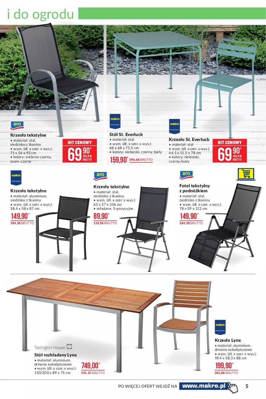 Gazetka promocyjna Makro - [Oferta promocyjna] Artykuły przemysłowe - ważna 29.06 do 12.07.2021 - strona 5 - produkty: Fotel, Krzesło, Siedzisko, Stół, Stół rozkładany