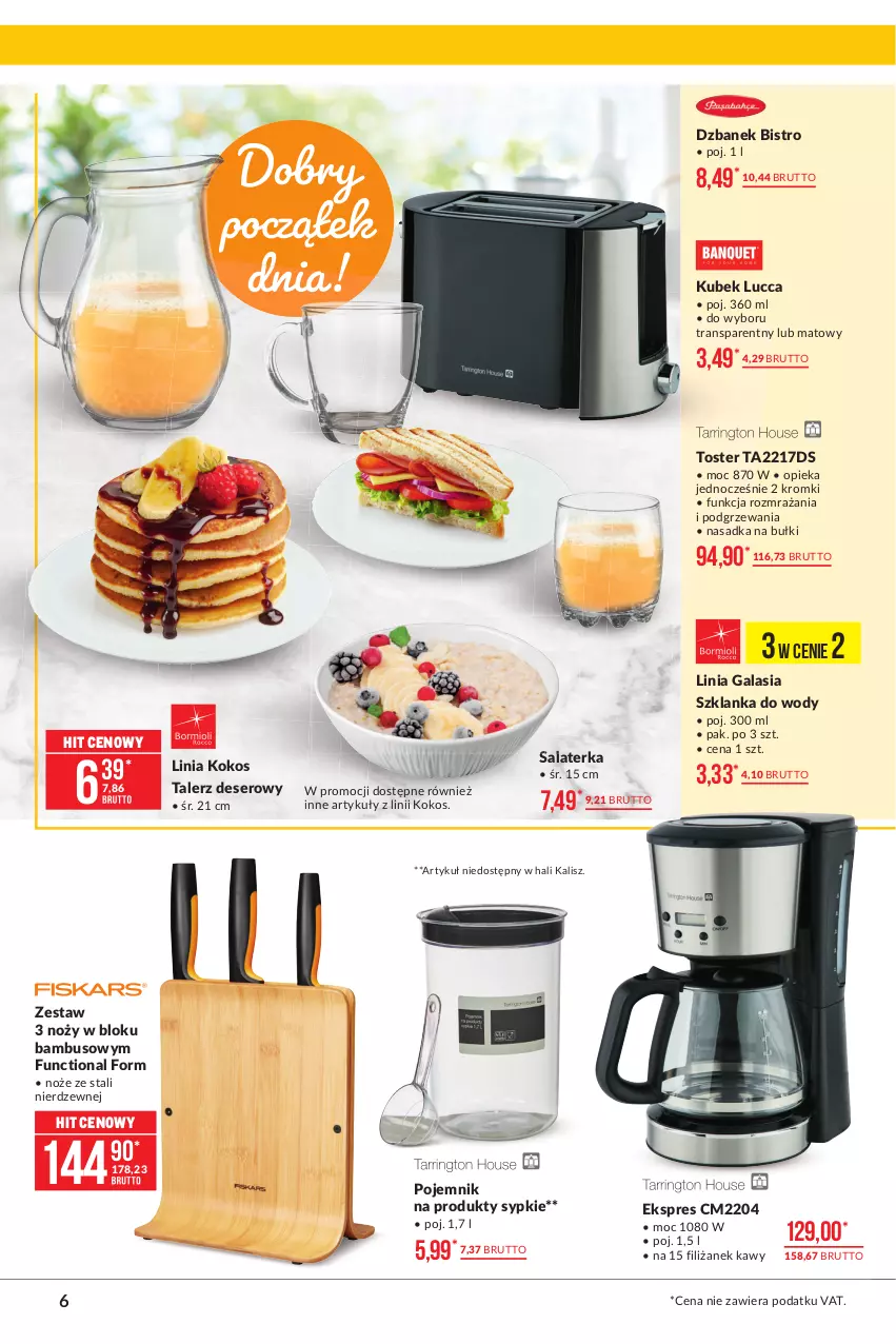 Gazetka promocyjna Makro - [Oferta promocyjna] Artykuły przemysłowe - ważna 29.06 do 12.07.2021 - strona 6 - produkty: Deser, Dzbanek, Gala, Kokos, Kubek, Noż, Pojemnik, Salaterka, Ser, Szklanka, Talerz, Talerz deserowy, Toster, Tran