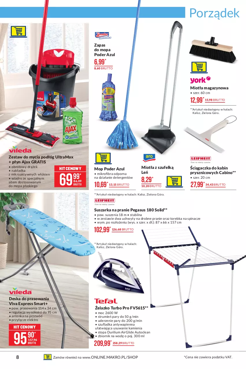 Gazetka promocyjna Makro - [Oferta promocyjna] Artykuły przemysłowe - ważna 29.06 do 12.07.2021 - strona 8 - produkty: Ajax, Asus, Deska do prasowania, Gra, Miotła, Mop, Por, Przewód, Rama, Rum, Sok, Suszarka, Suszarka na pranie, Top, Torebka, Uchwyty, Wiadro