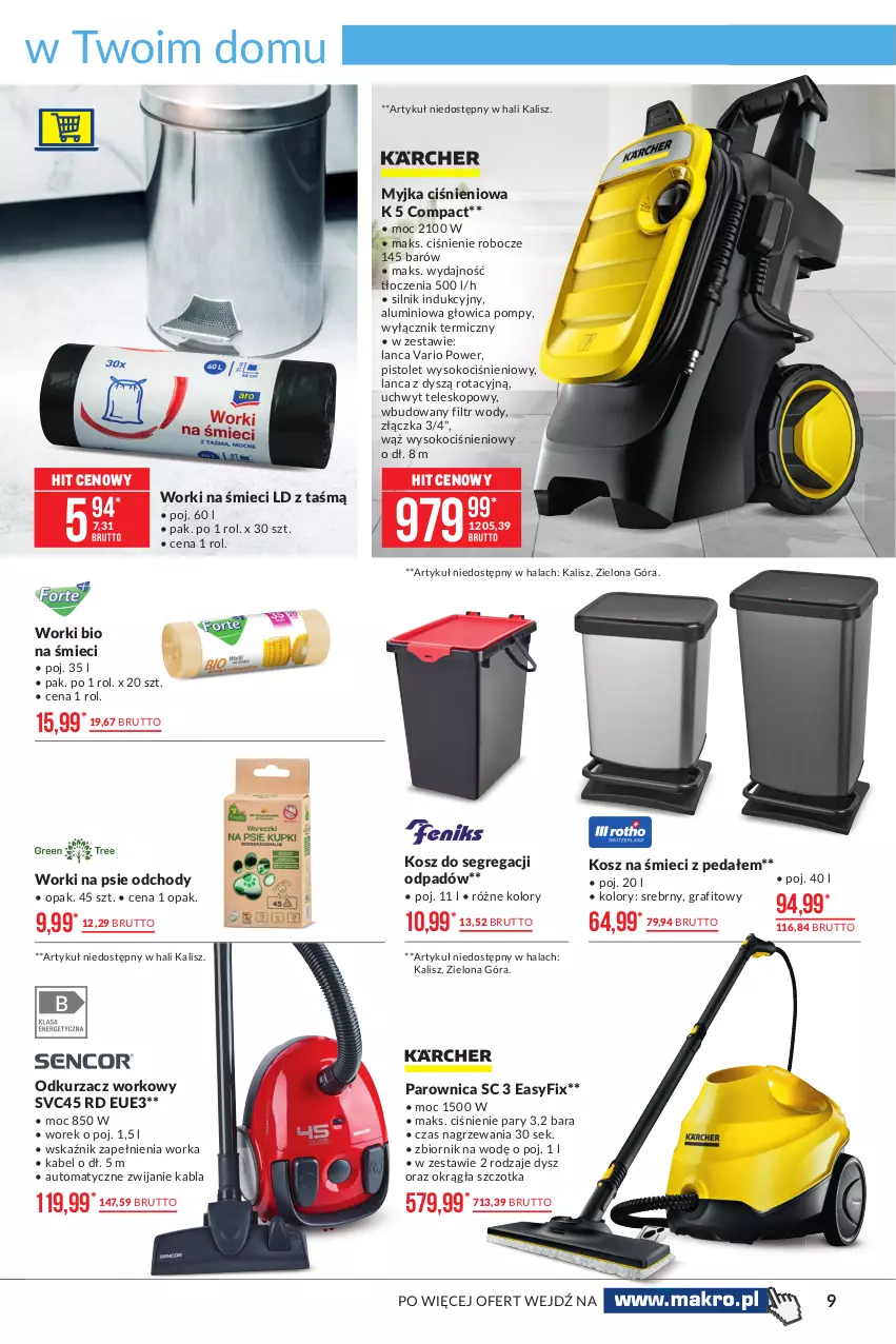 Gazetka promocyjna Makro - [Oferta promocyjna] Artykuły przemysłowe - ważna 29.06 do 12.07.2021 - strona 9 - produkty: Gra, Koc, Kosz, Myjka ciśnieniowa, Odkurzacz, Orka, Parownica, Pistolet, Sok, Szczotka, Teleskop, Worki na śmiec, Worki na śmieci