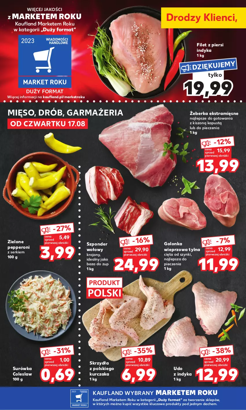 Gazetka promocyjna Kaufland - Mocny Start - ważna 21.08 do 23.08.2023 - strona 10 - produkty: Drób, Filet z piersi indyka, Golonka wieprzowa, Kapustą, Kurczak, Mięso, Piec, Ser, Surówka, Surówka coleslaw, Szponder wołowy