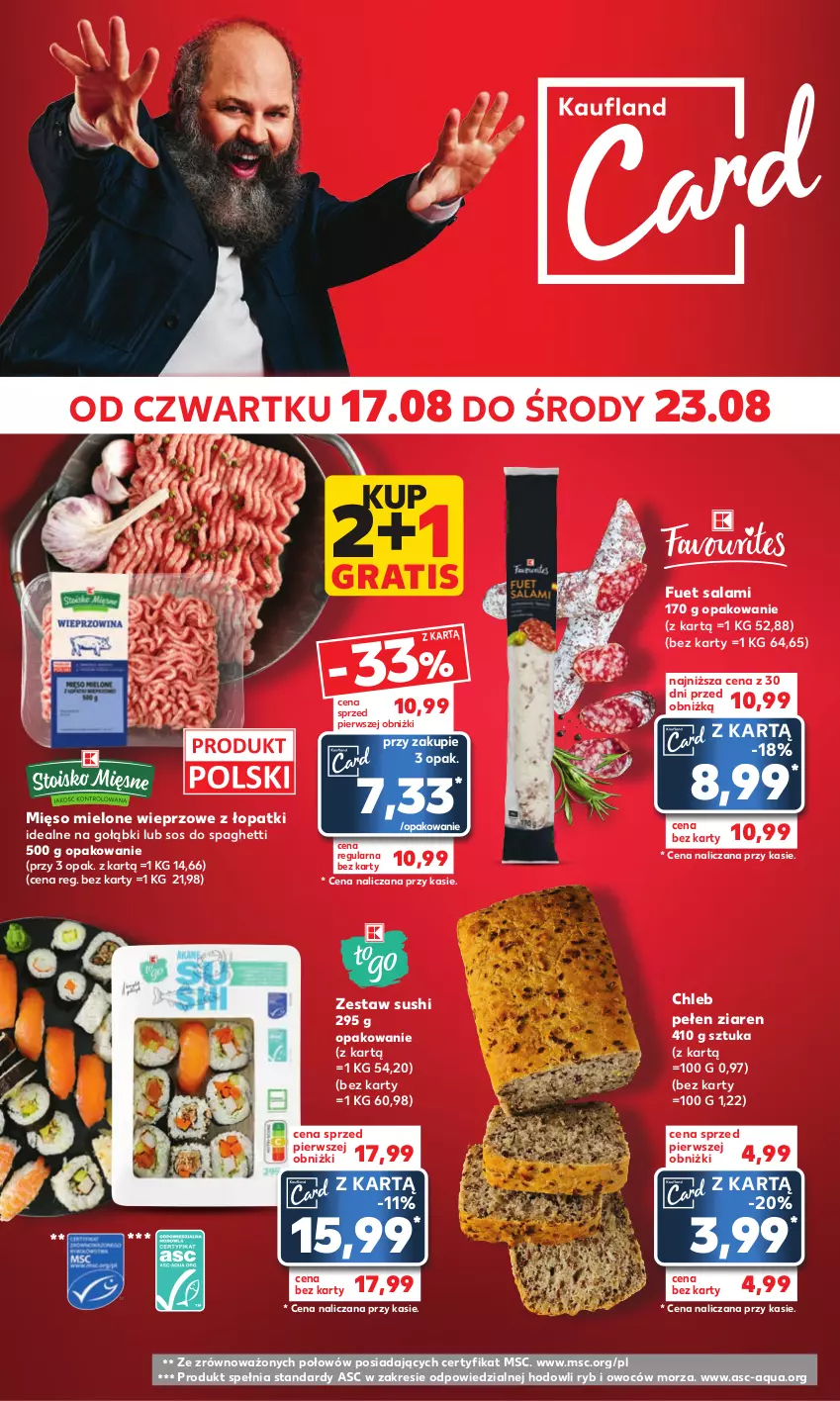 Gazetka promocyjna Kaufland - Mocny Start - ważna 21.08 do 23.08.2023 - strona 22 - produkty: Chleb, Gra, Mięso, Mięso mielone, Salami, Sos, Spaghetti, Sushi