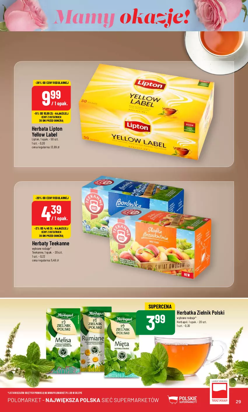 Gazetka promocyjna PoloMarket - Gazetka pomocyjna - ważna 22.05 do 28.05.2024 - strona 29 - produkty: Herbapol, Herbata, Lipton, Teekanne