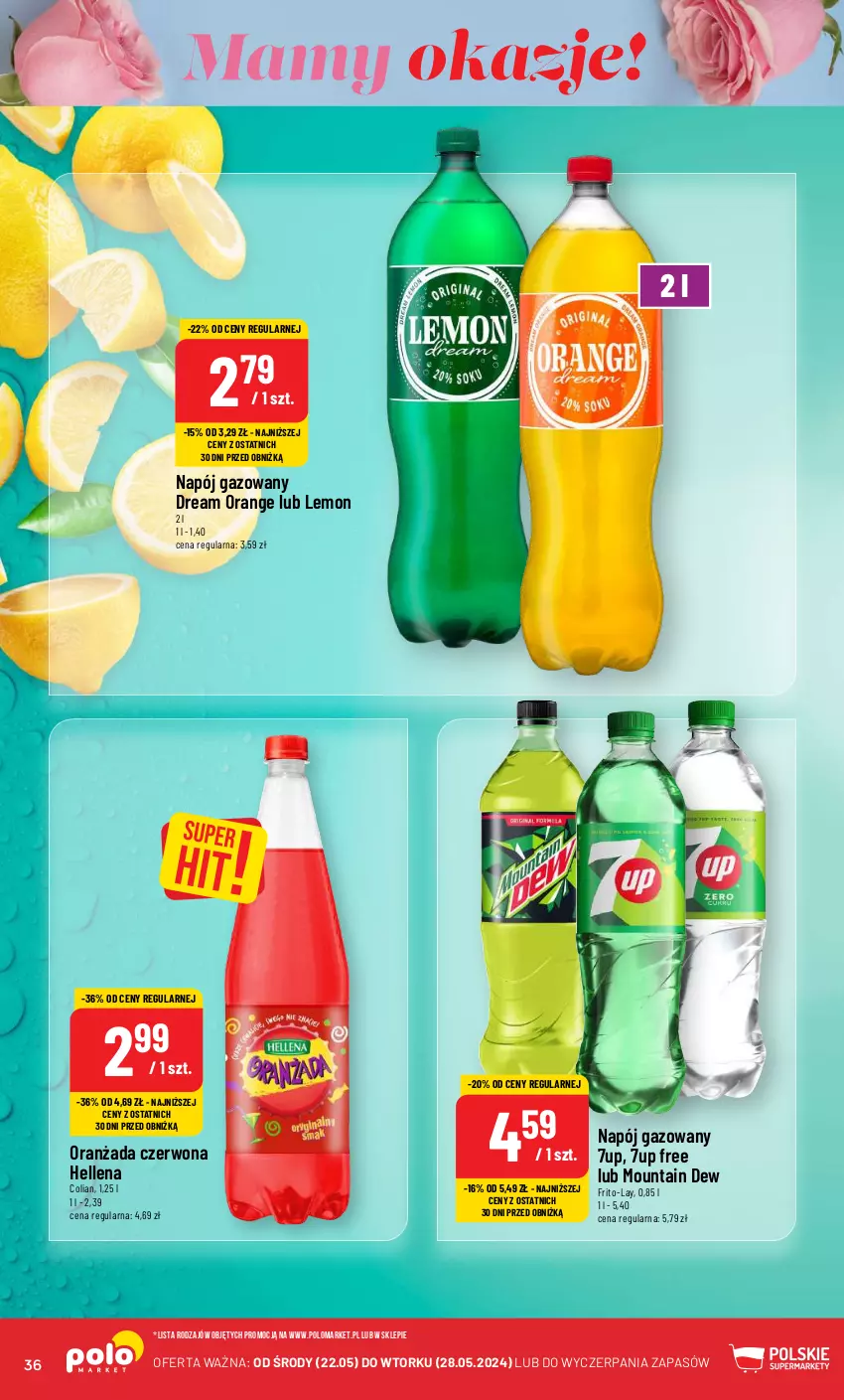 Gazetka promocyjna PoloMarket - Gazetka pomocyjna - ważna 22.05 do 28.05.2024 - strona 36 - produkty: 7up, Hellena, Napój, Napój gazowany, Oranżada