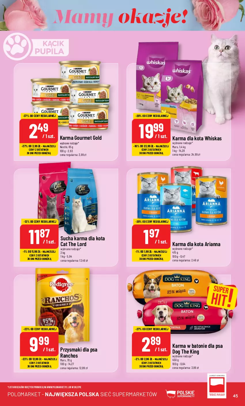 Gazetka promocyjna PoloMarket - Gazetka pomocyjna - ważna 22.05 do 28.05.2024 - strona 45 - produkty: Baton, Gourmet Gold, Mars, Nestlé, Przysmaki, Sucha karma, Whiskas