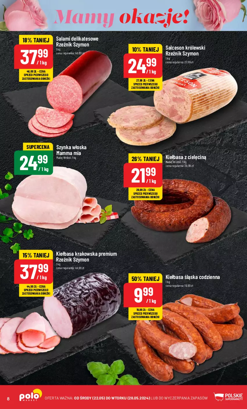 Gazetka promocyjna PoloMarket - Gazetka pomocyjna - ważna 22.05 do 28.05.2024 - strona 8 - produkty: Kiełbasa, Kiełbasa krakowska, Królewski, Madej Wróbel, Salami, Salceson, Szynka