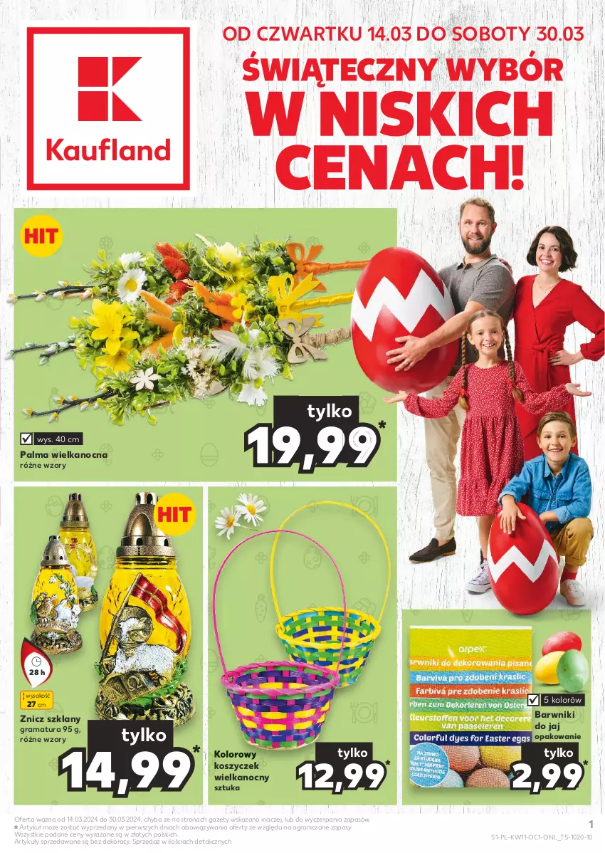 Gazetka promocyjna Kaufland - Kaufland - ważna 14.03 do 20.03.2024 - strona 1 - produkty: Gra, Kosz, Palma, Rama, Sok, Znicz