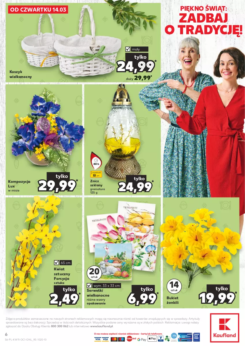 Gazetka promocyjna Kaufland - Kaufland - ważna 14.03 do 20.03.2024 - strona 6 - produkty: Bukiet, Gra, Kosz, Rama, Ser, Serwetki, Sok, Wagi, Znicz