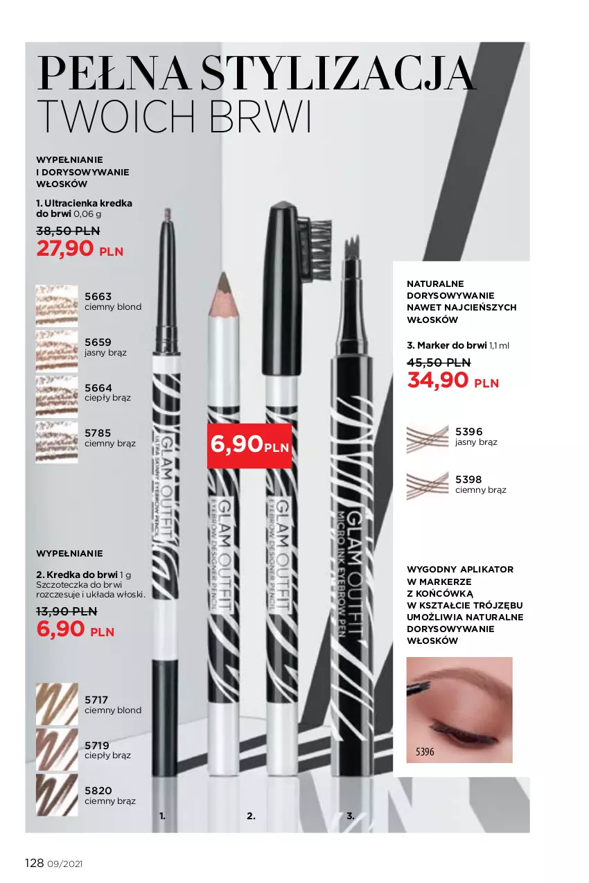 Gazetka promocyjna Faberlic - Gazetka - ważna 14.06 do 04.07.2021 - strona 128 - produkty: Cień, Kredka, Kredka do brwi, Marker, Szczoteczka